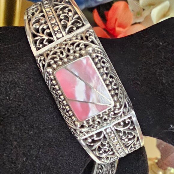 SARDA, Sterling Silver 925 Pink Mother of Pearls Bracelet - Picture 1 of 6